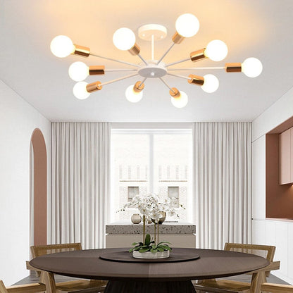 Modern Chandelier 10Lights Semi Flush Mount Ceiling Light White/Black 70cm