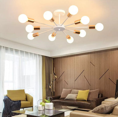 Modern Chandelier 10Lights Semi Flush Mount Ceiling Light White/Black 70cm