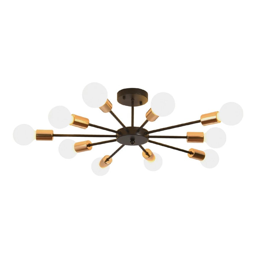 Modern Chandelier 10Lights Semi Flush Mount Ceiling Light White/Black 70cm