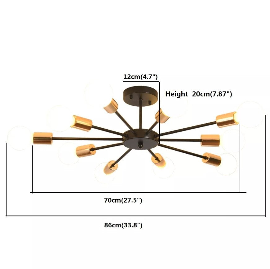 Modern Chandelier 10Lights Semi Flush Mount Ceiling Light White/Black 70cm