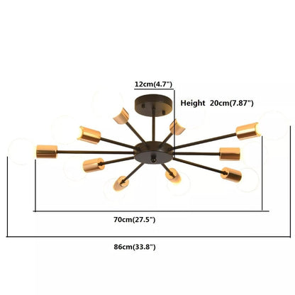Modern Chandelier 10Lights Semi Flush Mount Ceiling Light White/Black 70cm