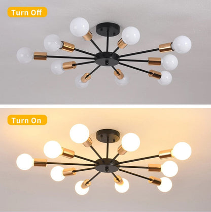 Modern Chandelier 10Lights Semi Flush Mount Ceiling Light White/Black 70cm
