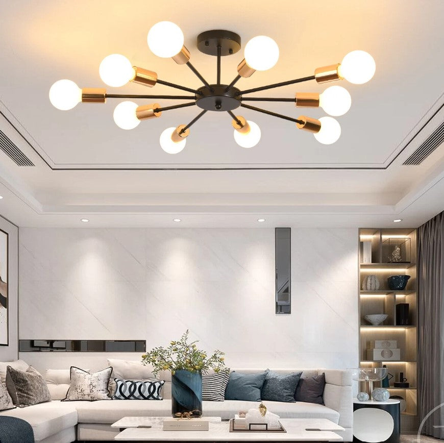 Modern Chandelier 10Lights Semi Flush Mount Ceiling Light White/Black 70cm
