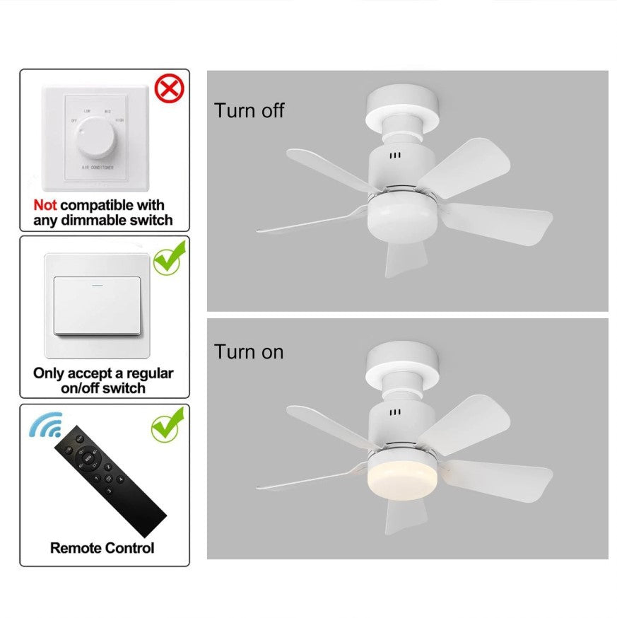 Ceiling Fan Light Screw in E27 Socket with Remote Control LED Lamp White 45cm