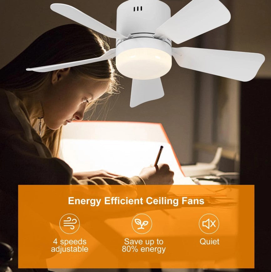 Ceiling Fan Light Screw in E27 Socket with Remote Control LED Lamp White 45cm