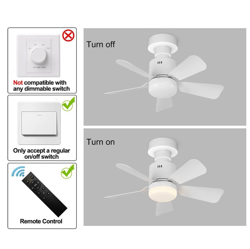 Ceiling Fan Light Screw in E27 Socket with Remote Control LED Lamp White 45cm
