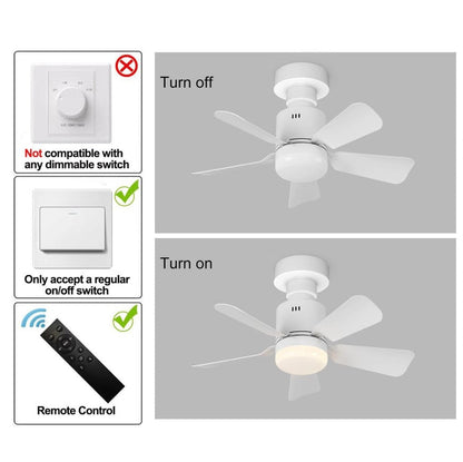 Ceiling Fan Light Screw in E27 Socket with Remote Control LED Lamp White 45cm