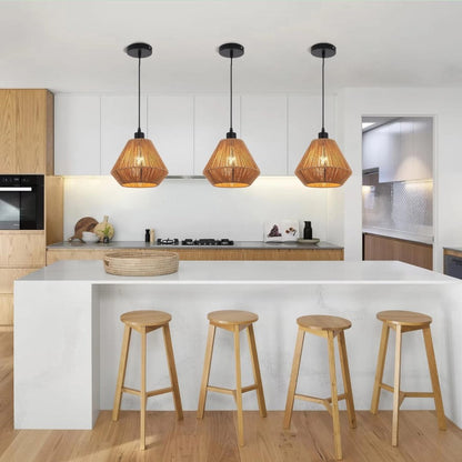 Ceiling Light Shade Natural Woven Pendant Lamp Boho Rattan E27 Black