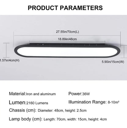 LED Ceiling Light Ultra Thin Low Profile Modern Black/White 70cm Cool White