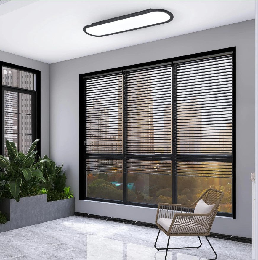 LED Ceiling Light Ultra Thin Low Profile Modern Black/White 100cm Dimmable 3 Color Lights