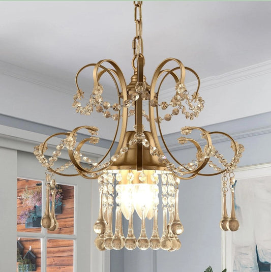 Mini Crystal Chandelier Champagne 3 Light G9 Pendant Ceiling Lamp Champagne