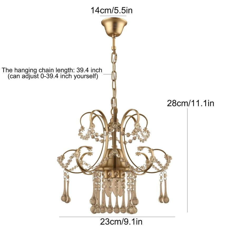 Mini Crystal Chandelier Champagne 3 Light G9 Pendant Ceiling Lamp Champagne