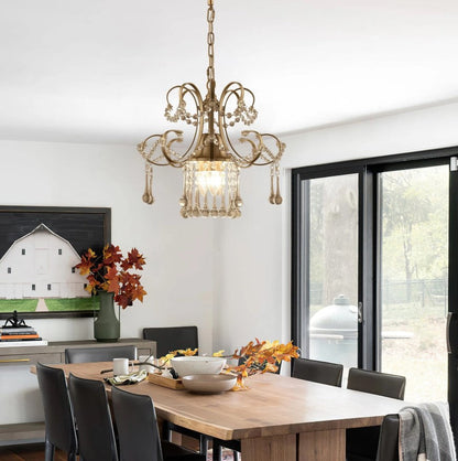 Mini Crystal Chandelier Champagne 3 Light G9 Pendant Ceiling Lamp Champagne