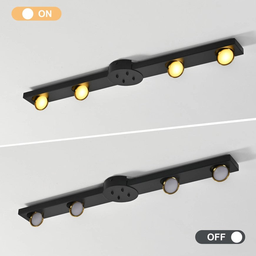 LED Ceiling Light Black 24W Modern Dimmable with Remote Control Lamp 82cm