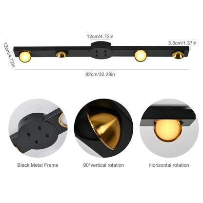LED Ceiling Light Black 24W Modern Dimmable with Remote Control Lamp 82cm