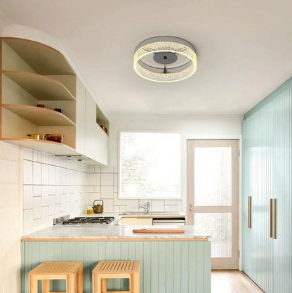 Modern LED Flush Ceiling Light Silver 20W Warm White 29.6cm