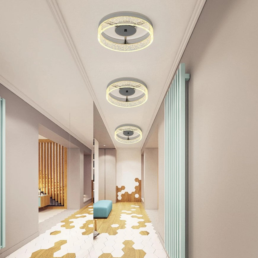 Modern LED Flush Ceiling Light Silver 20W Warm White 29.6cm