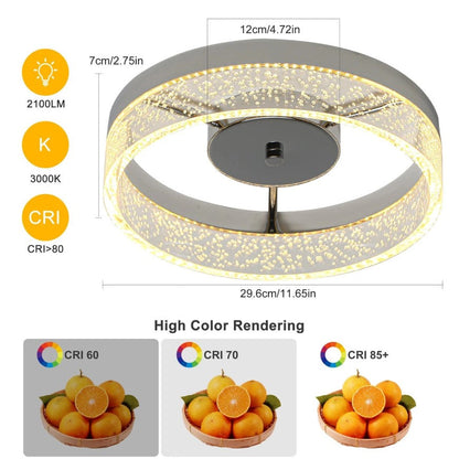 Modern LED Flush Ceiling Light Silver 20W Warm White 29.6cm