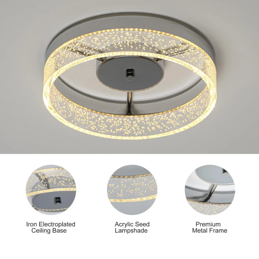 Modern LED Flush Ceiling Light Silver 20W Warm White 29.6cm
