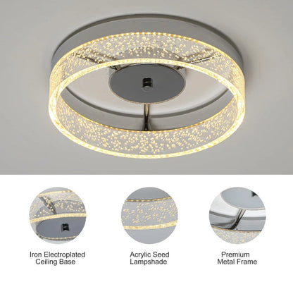 Modern LED Flush Ceiling Light Silver 20W Warm White 29.6cm