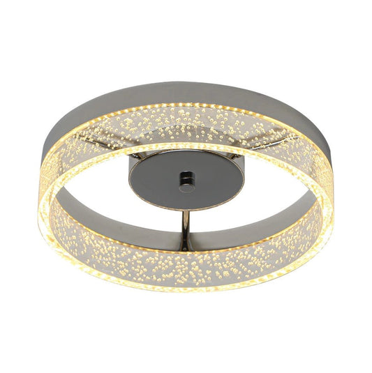 Modern LED Flush Ceiling Light Silver 20W Warm White 29.6cm
