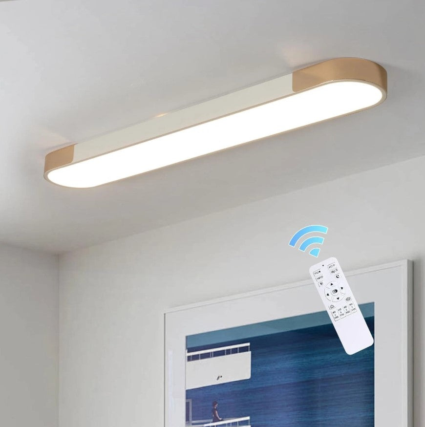 Modern LED Ceiling Light Dimmable with Remote Control Oval Light Black/Gold 100cm