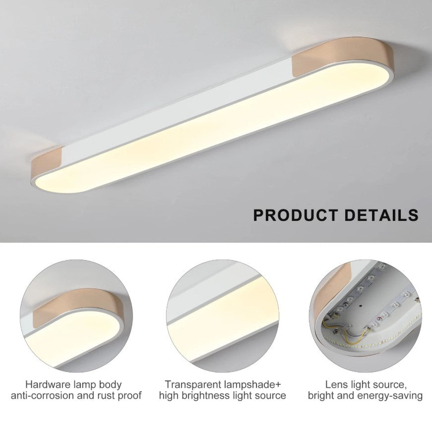 Modern LED Ceiling Light Dimmable with Remote Control Oval Light Black/Gold 100cm