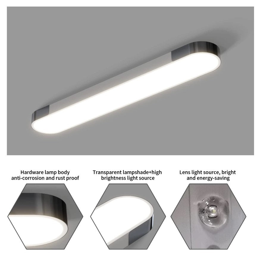 Modern LED Ceiling Light Dimmable with Remote Control Oval Light Black/Gold 100cm
