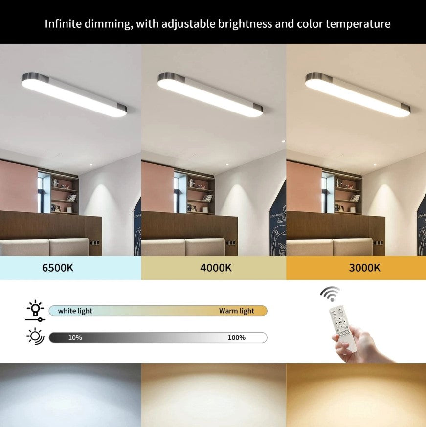 Modern LED Ceiling Light Dimmable with Remote Control Oval Light Black/Gold 100cm