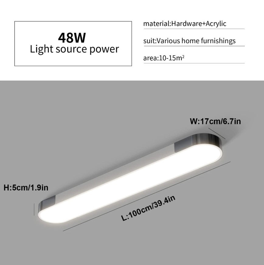 Modern LED Ceiling Light Dimmable with Remote Control Oval Light Black/Gold 100cm