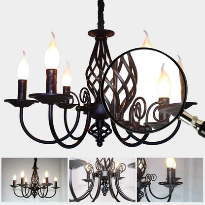 Pendant Light Farmhouse Chandelier Black 6 Lights E14