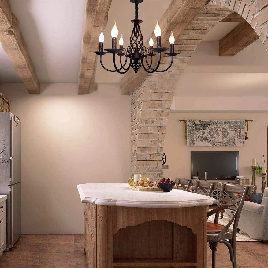 Pendant Light Farmhouse Chandelier Black 6 Lights E14
