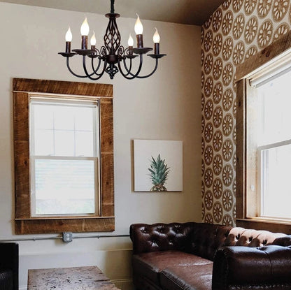 Pendant Light Farmhouse Chandelier Black 6 Lights E14