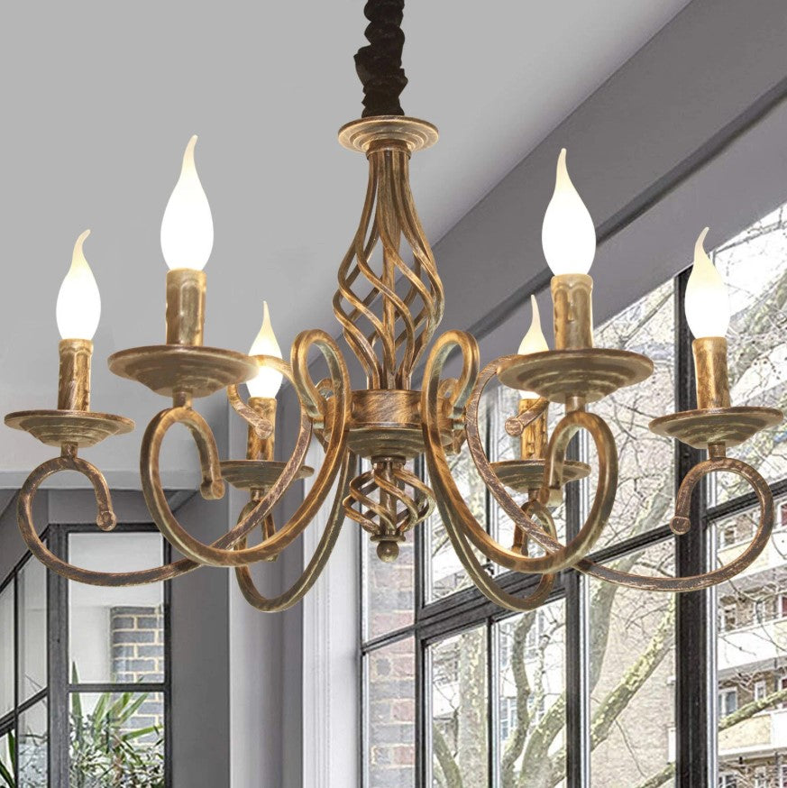 Vintage Chandelier 6/8 Light Pendant Light Bronze E14 Metal