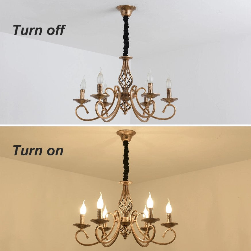 Vintage Chandelier 6/8 Light Pendant Light Bronze E14 Metal