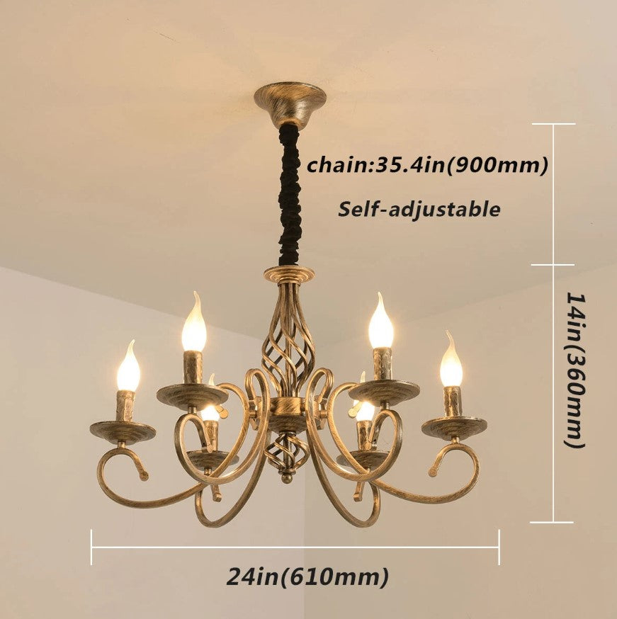 Vintage Chandelier 6/8 Light Pendant Light Bronze E14 Metal