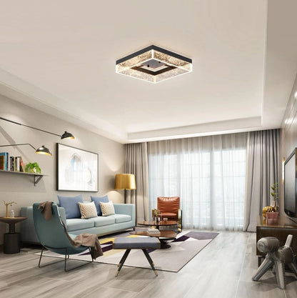 Modern Square Black/Gold LED Ceiling Light Warm White 30cm
