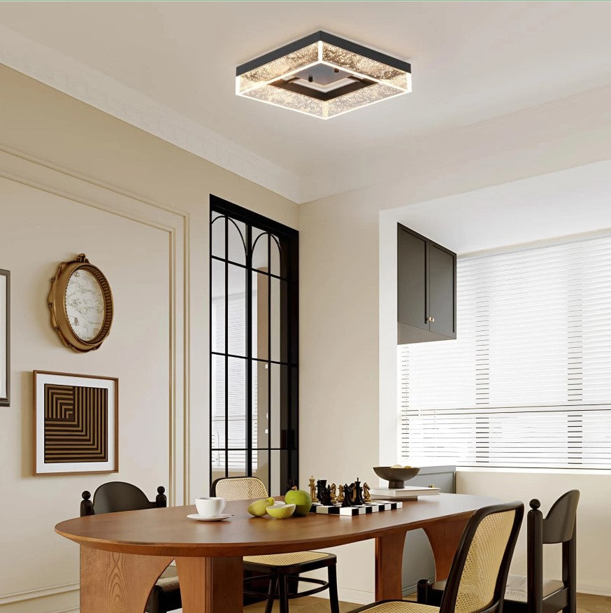 Modern Square Black/Gold LED Ceiling Light Warm White 30cm