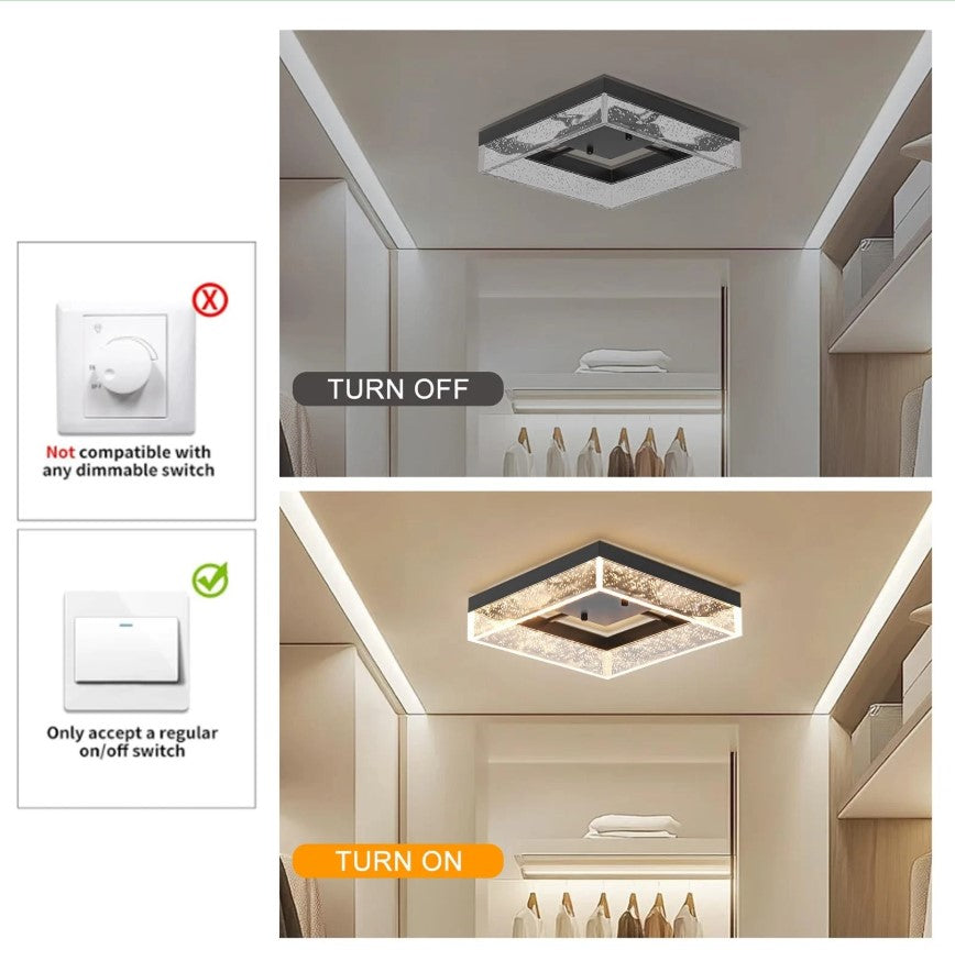 Modern Square Black/Gold LED Ceiling Light Warm White 30cm