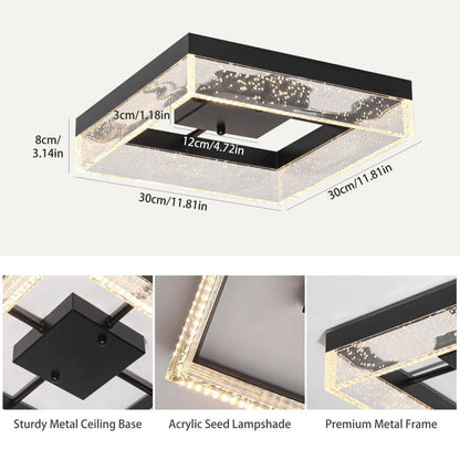 Modern Square Black/Gold LED Ceiling Light Warm White 30cm