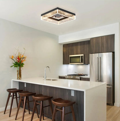 Modern Square Black/Gold LED Ceiling Light Warm White 30cm