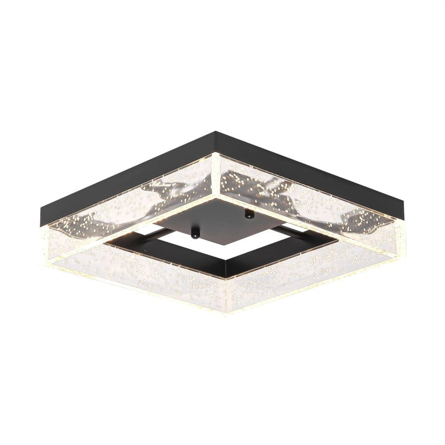 Modern Square Black/Gold LED Ceiling Light Warm White 30cm
