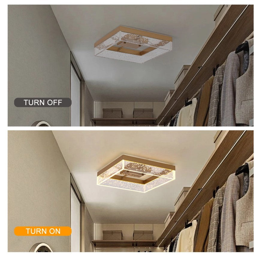 Modern Square Black/Gold LED Ceiling Light Warm White 30cm