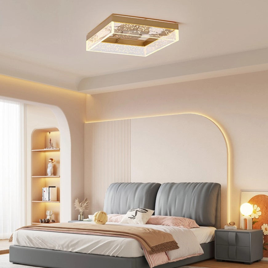 Modern Square Black/Gold LED Ceiling Light Warm White 30cm