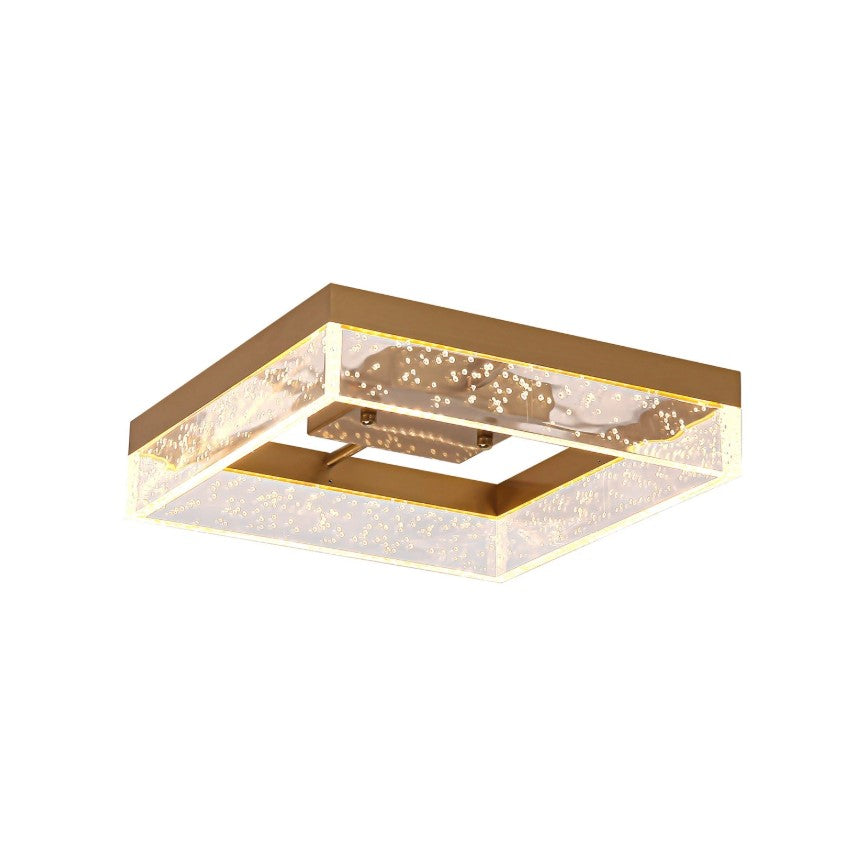 Modern Square Black/Gold LED Ceiling Light Warm White 30cm