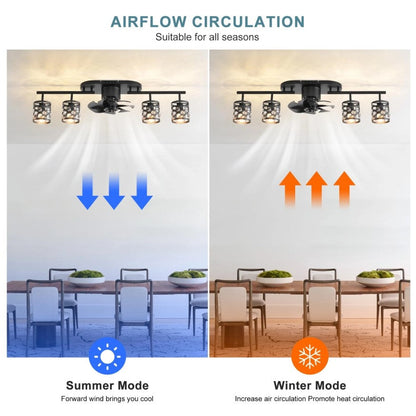 Ceiling Fan 4xE27 With Remote Control Fandelier Flush Mount Black 100cm