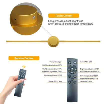 2Pack Rechargeable Wall Lights Indoor Dimmable LED Battery Wall Lights Gold 100cm
