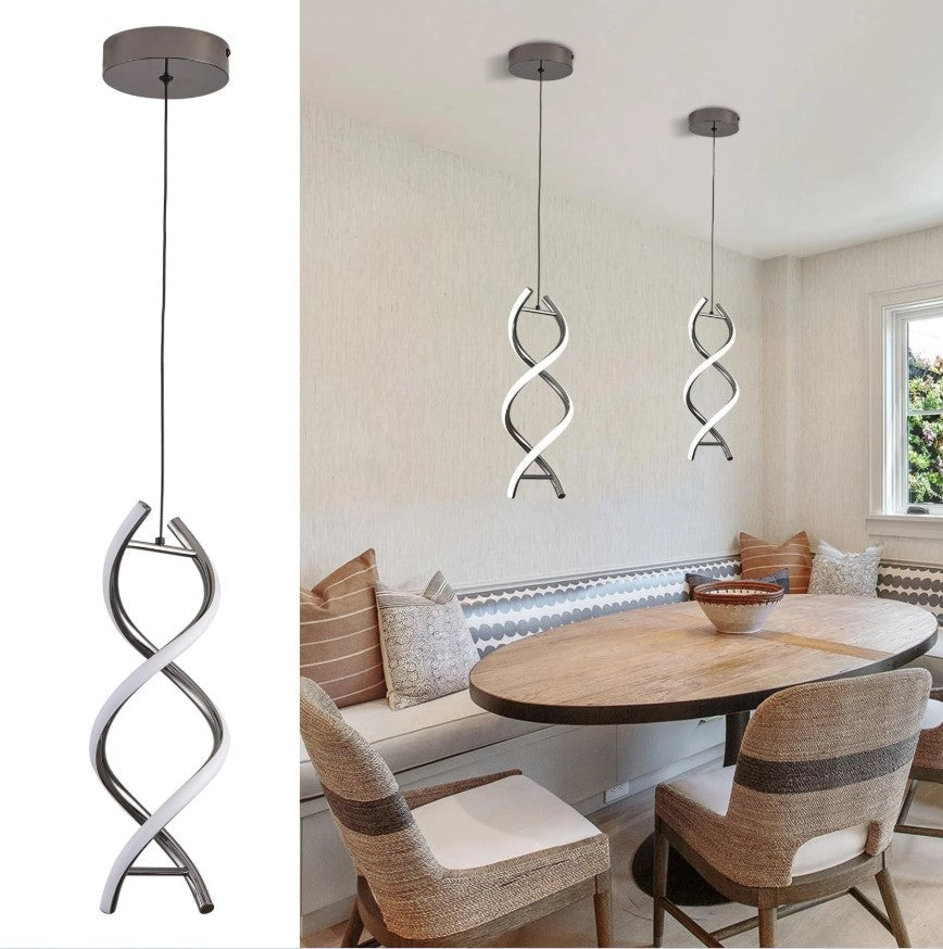 Modern Spiral LED Pendant Light Chandelier Black