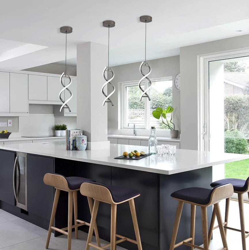 Modern Spiral LED Pendant Light Chandelier Black