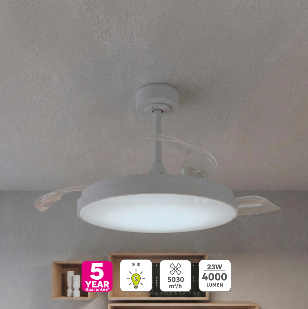 Retractable Blade Ceiling Fan - remote control